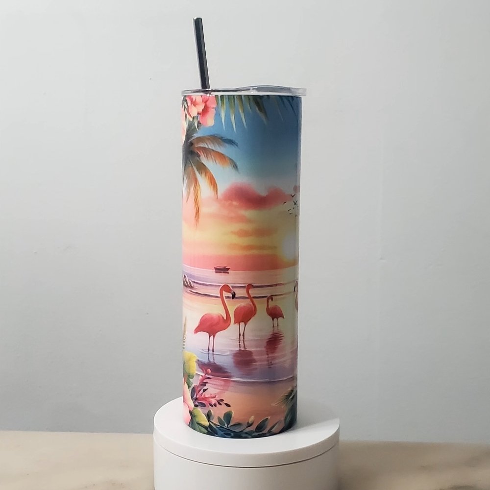 Flamingo Sunset Tropical Tumbler